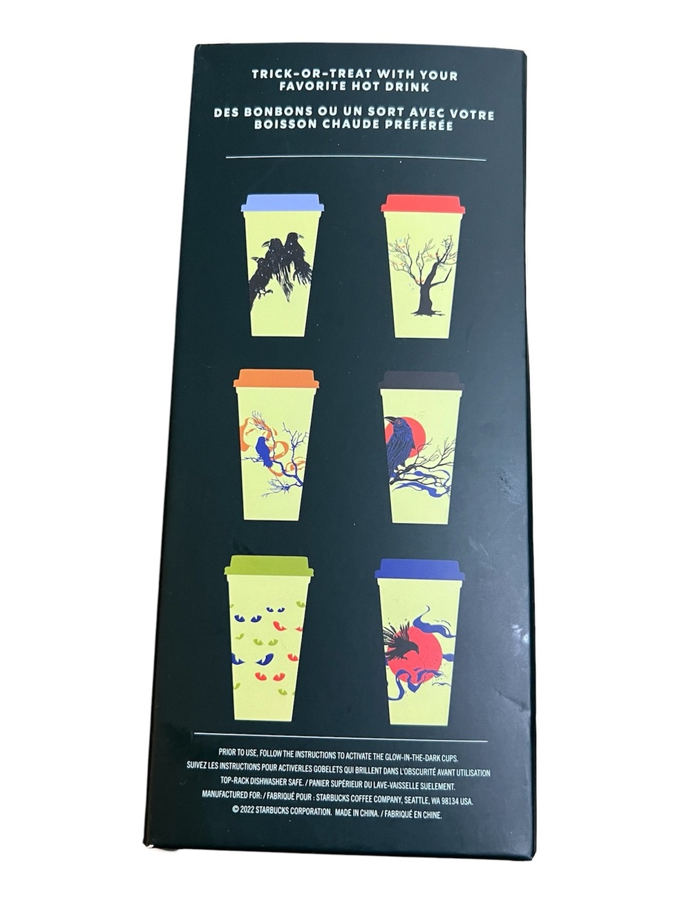 Starbucks 2022 Fall Halloween Glow In The Dark 6 Pack 16 Oz. Reusable Cups